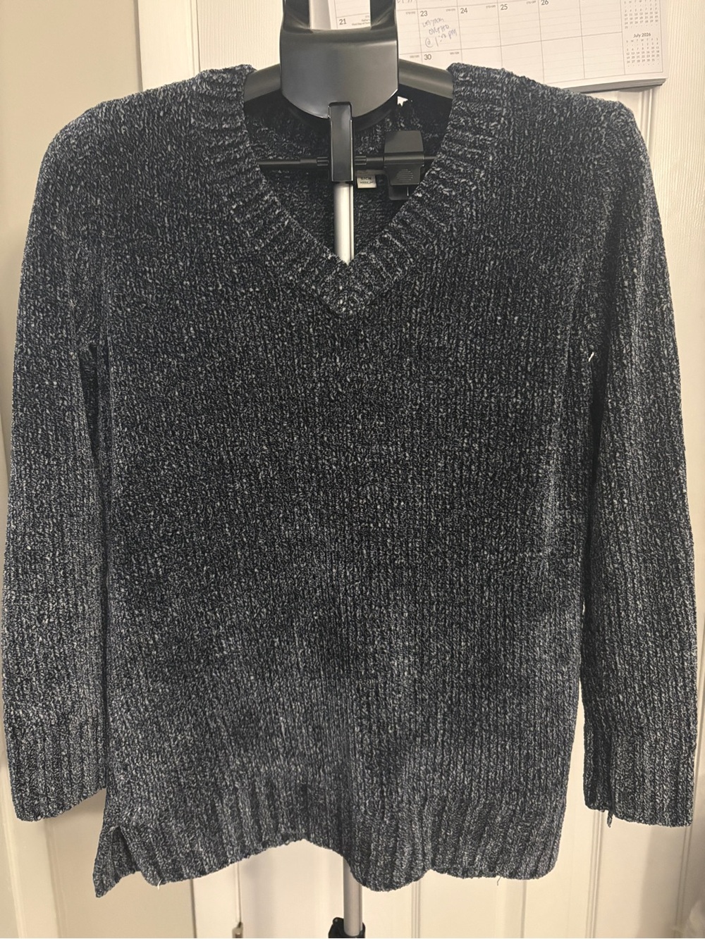 Orvis Women's V-Neck Chenille Sweater in Charcoal Gray